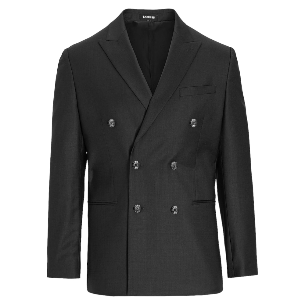 Express Double Breasted Wool-Blend Modern Tech Blazer Size 42R Slim Fit Black